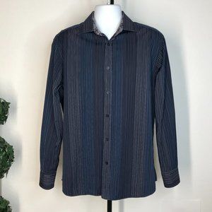 Bugatchi L/S Button Shirt | Stripe | XL